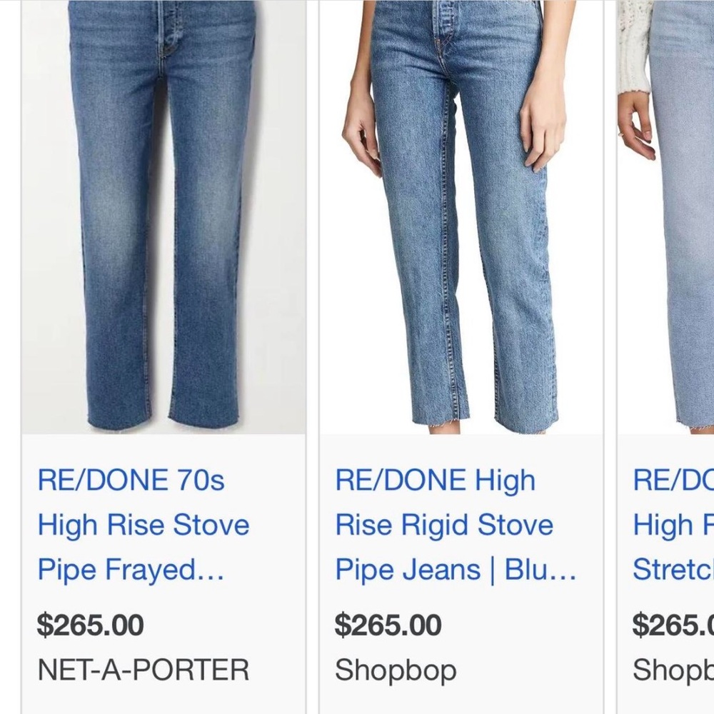 Re/Done High Rise 70s Stovepipe Jeans- size 26